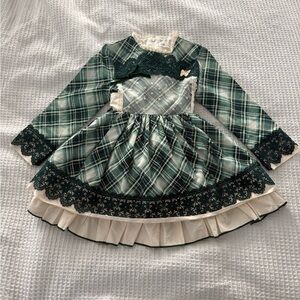 Vintage Style Plaid Green and Cream Kids Dress by Pettigirl